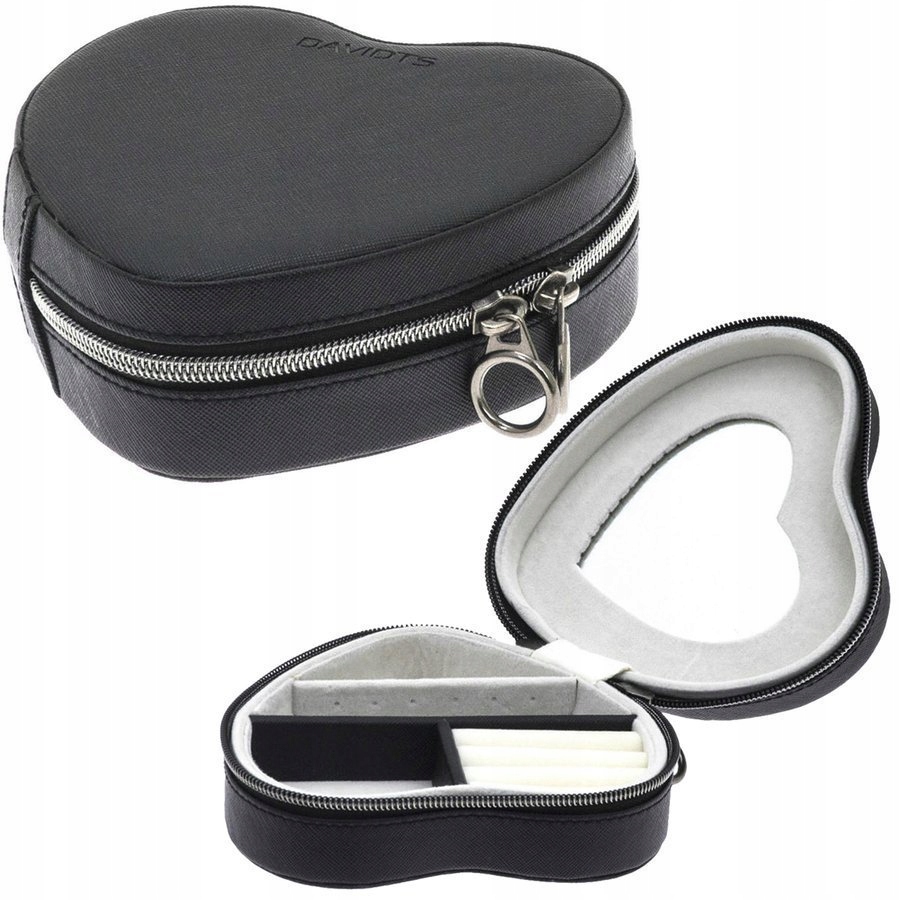 Černé Pouzdro Organizér Krabička Zrcátko Šperky Lehké