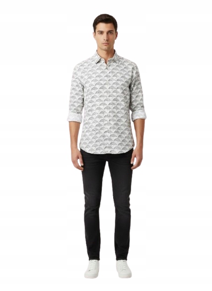 Selected Homme Košile Casual Bílá S Černým Vzorem N1D