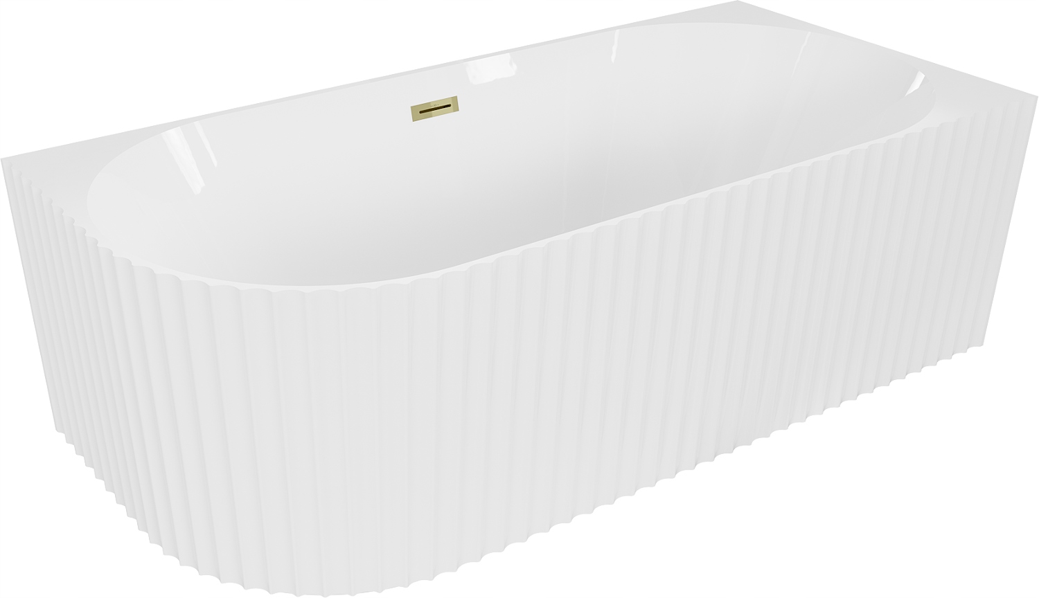 Mexen Gia volně stojící rohová vana drážkovaná pravá 150 x 75 cm, bílý lesk