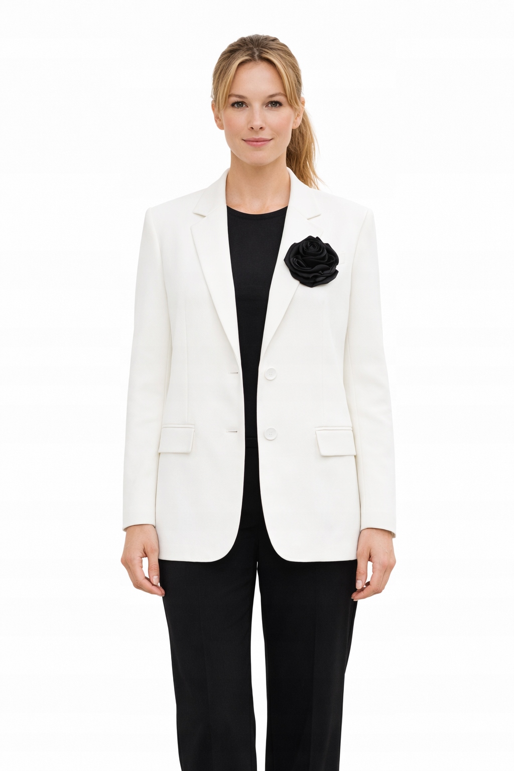 Bílé Dámské Sako S Klasickými Klopami M 1I4A
