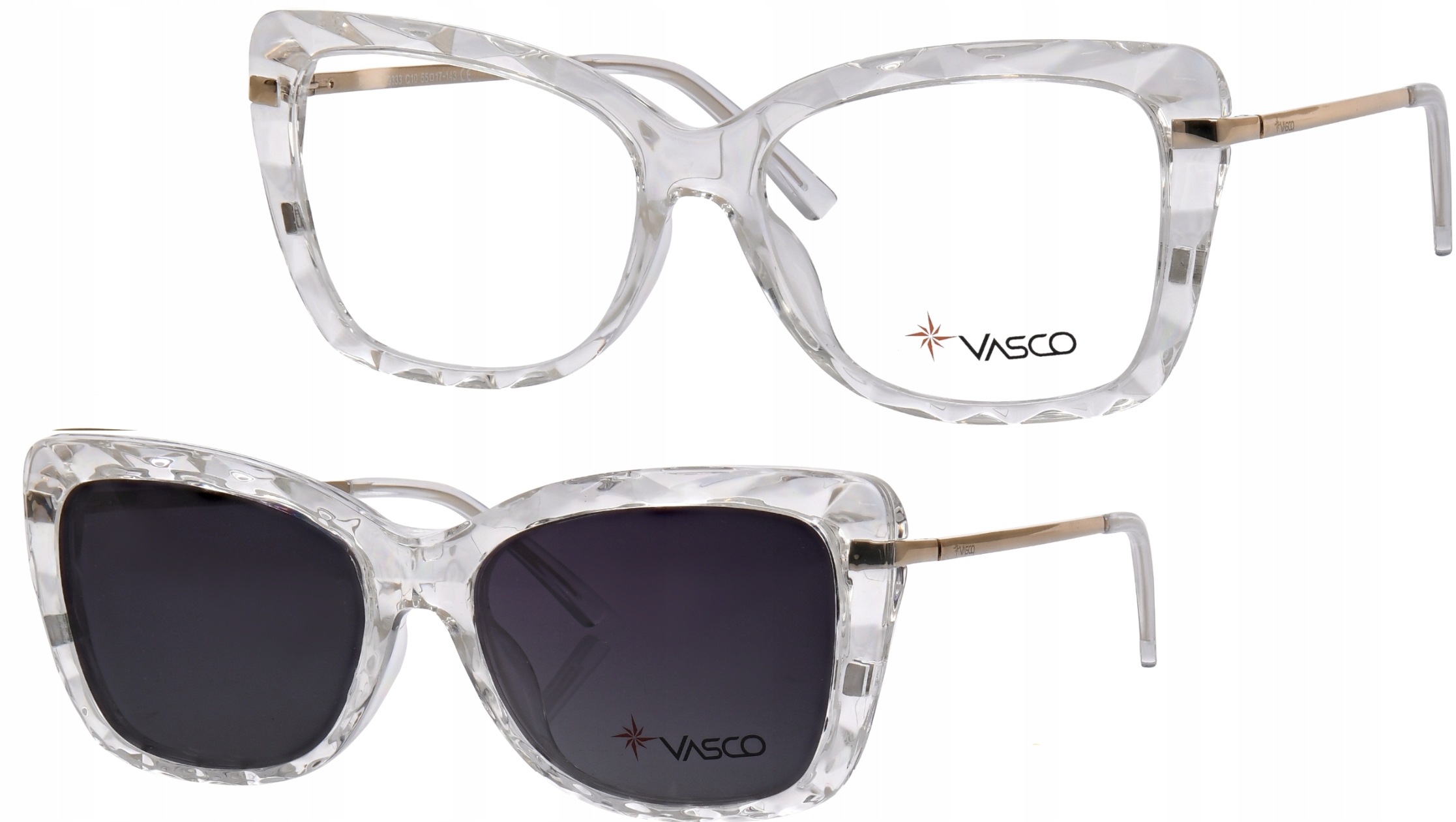 Oprawki Okulary Vasco 9333-C10 Damskie okulary z nakładką przeciwsłoneczną