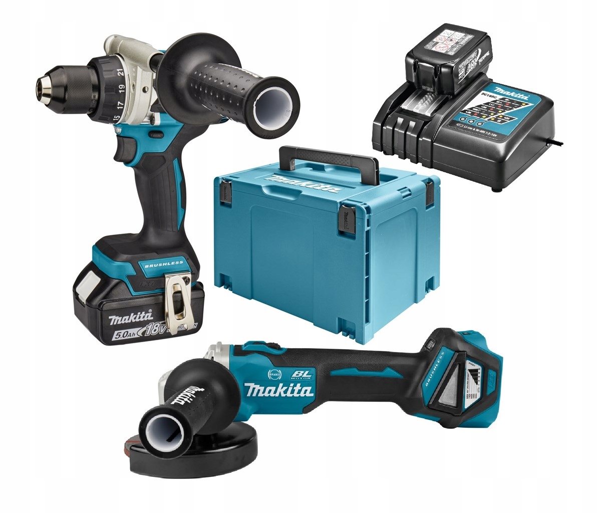 Sada Makita DDF486 DGA513 18V 5AH akumulátorová bruska s vrtačkou New