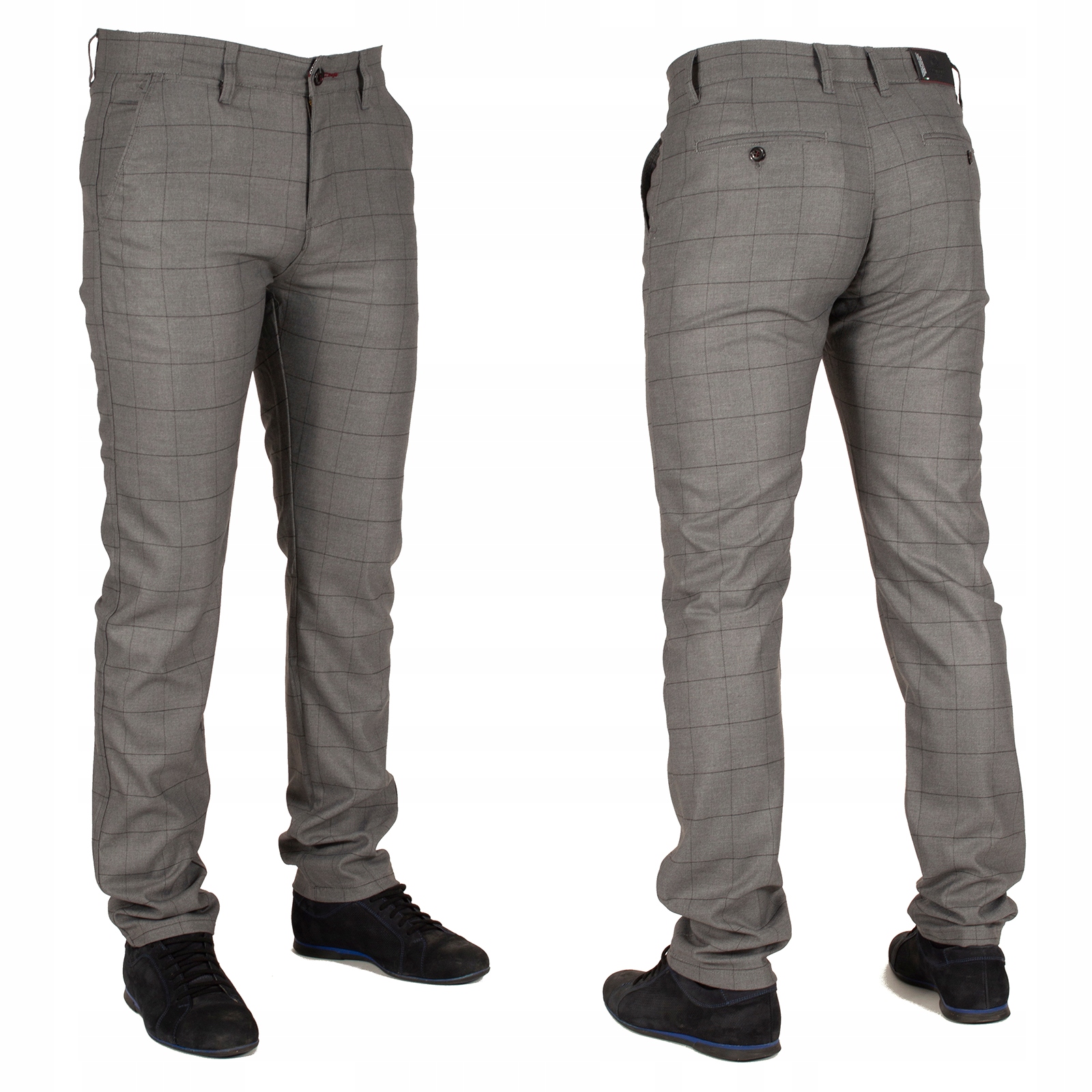 Spodnie męskie bawełna W:32 84 CM wizytowe chinos w kratę