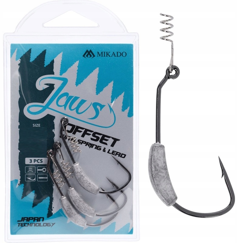 Haczyki Spinningowe Z Wkrętem I Obciążeniem Mikado Jaws Offset 3g 3/0 3szt.