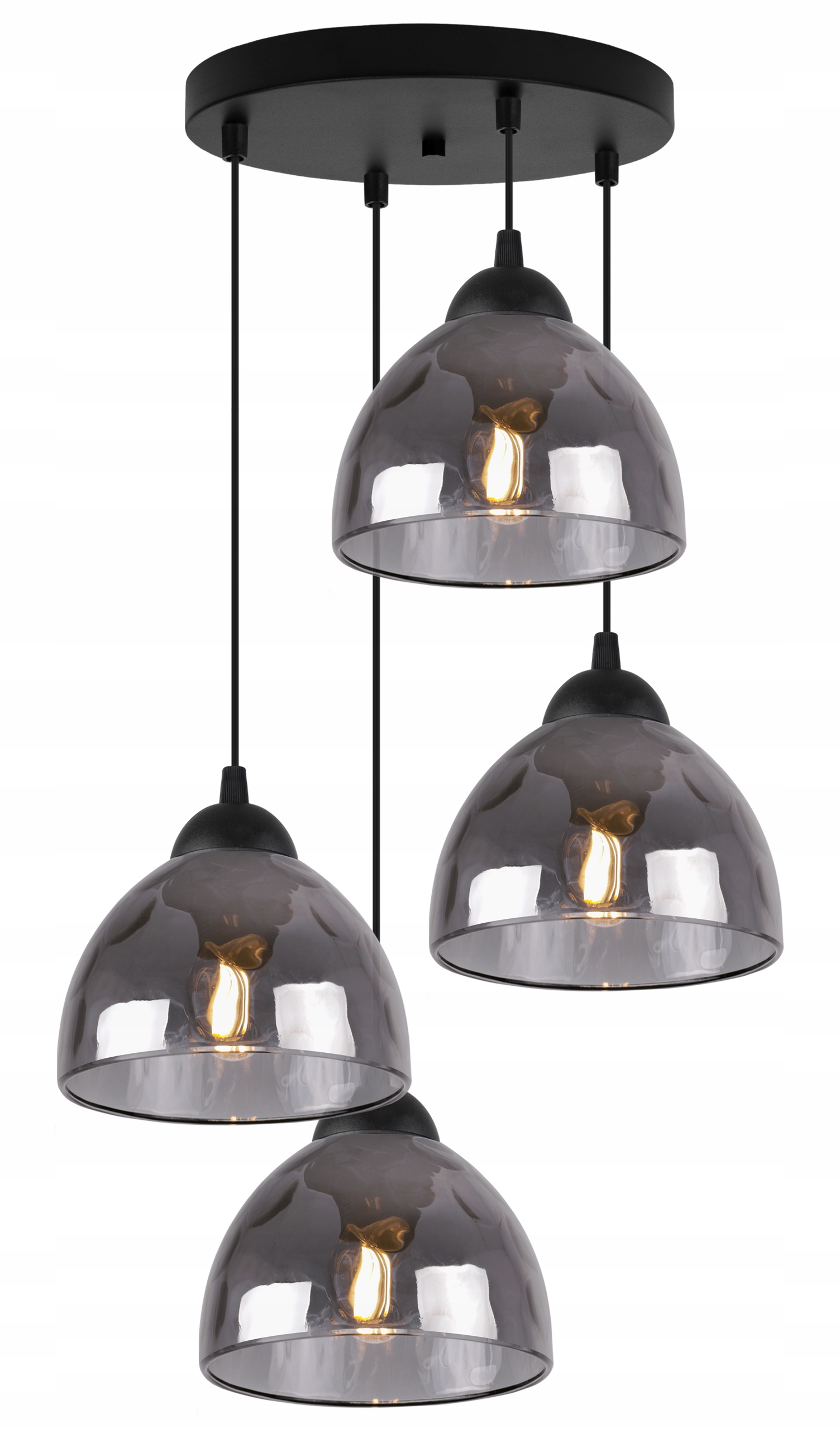 Stropná Závesná Lampa Sklenený Luster Grafitová Okrúhla Čierna Lišta E27