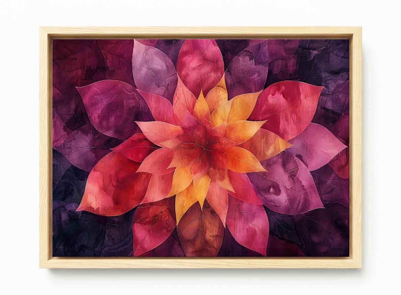Obraz Rám Americký Box Květina Mandala Abstrakce Fialová Červená 120x80