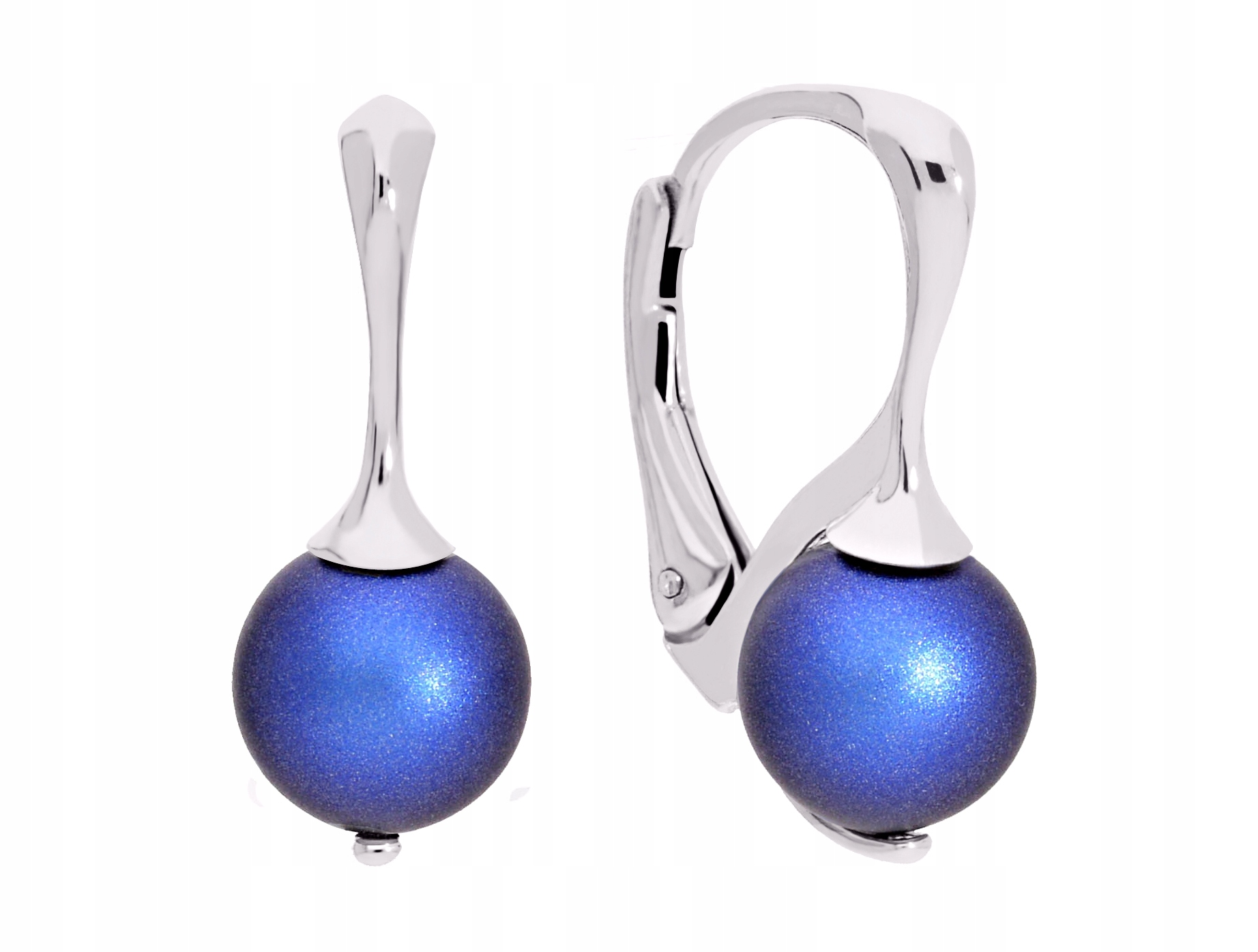 

Kolczyki niebieskie srebrne 925 perła Swarovski
