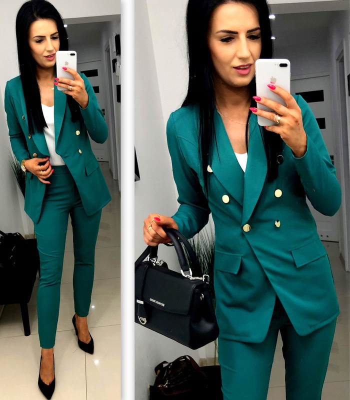 Damski Garnitur Garnitury Damskie Elegancki Marynarka Spodnie Czarny 4XL 48 Rozmiar 4XL