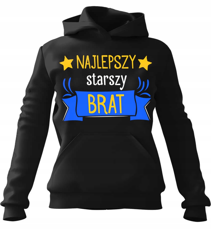 pánská mikina s kapucí Nejlepší starší bratr Černá 3XL Pro něj Chlapa M