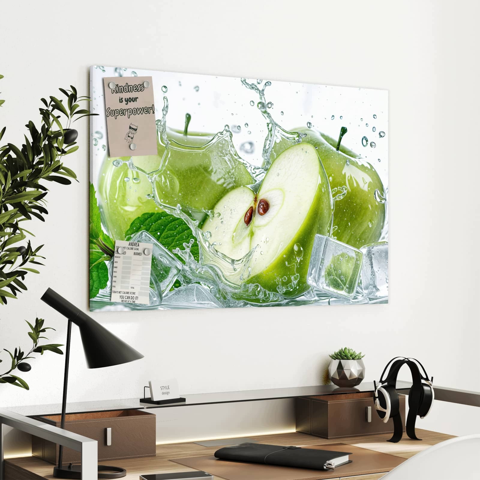 Magnetická tabule Svěží Jablka Cákance 90 × 60 cm