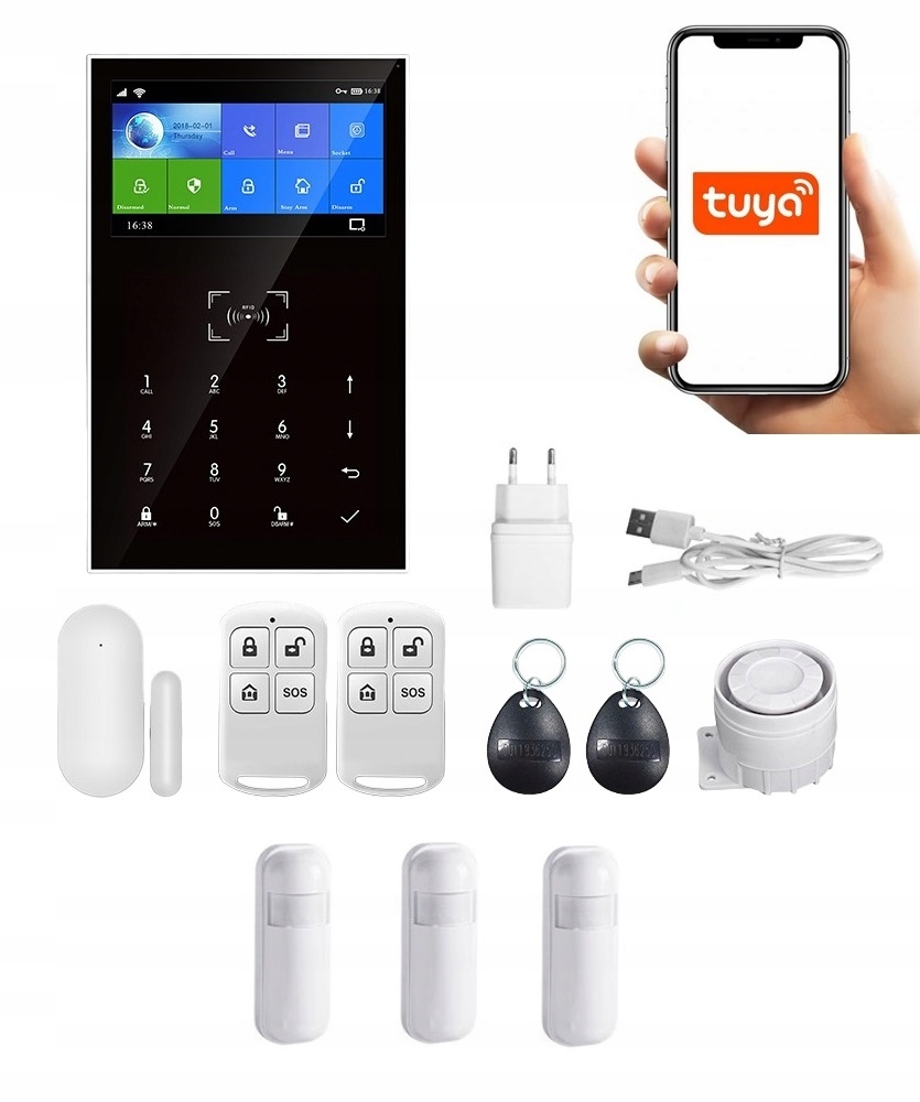 Bezdrôtová Alarmová Súprava s LCD 4,3" Gsm WiFi Tuya Smart Poľský 3xPIR