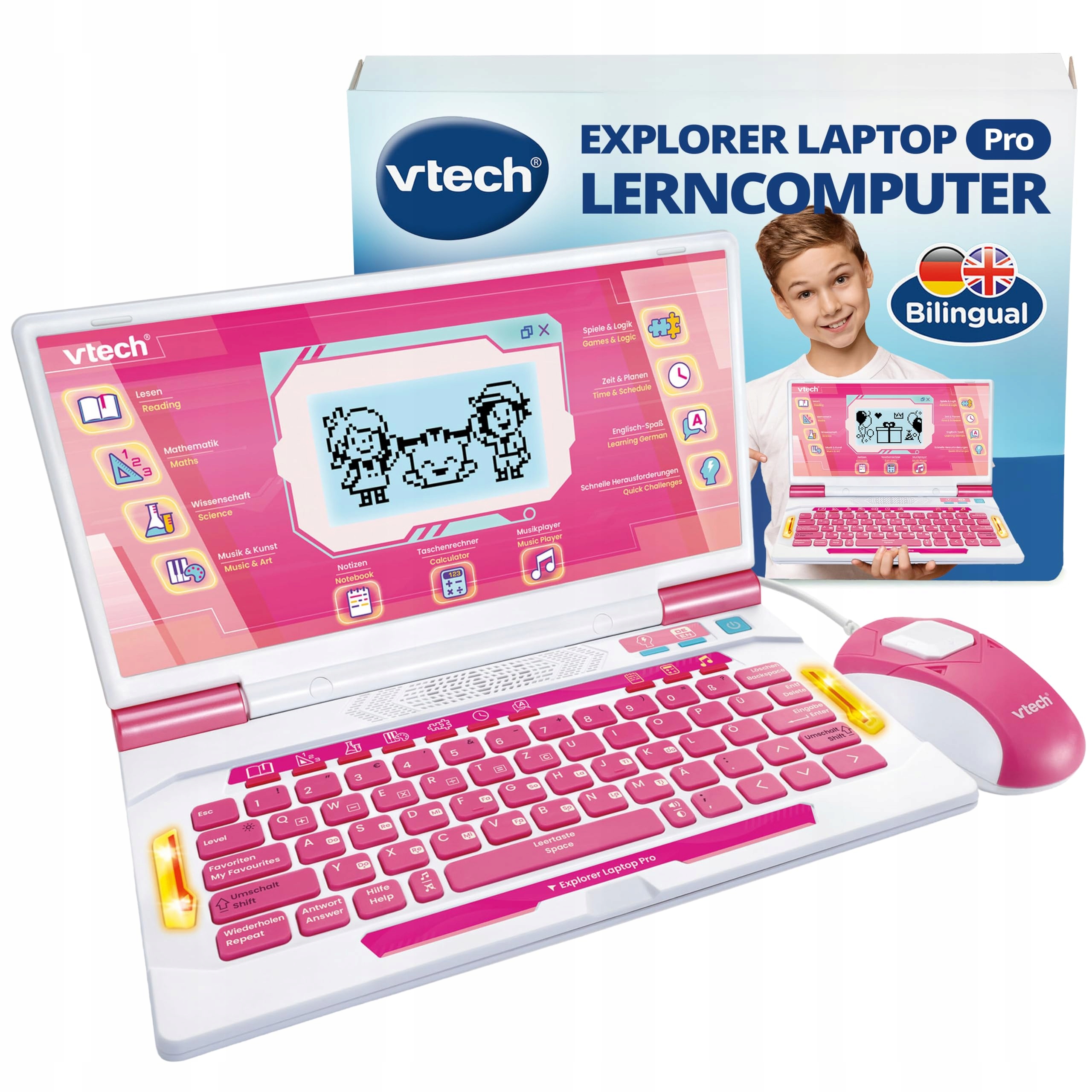 Laptop VTech Explorer Laptop Pro różowy język angielski/niemiecki