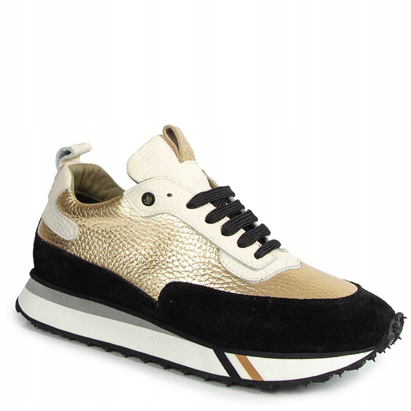 Carinii B9969 Černo Zlaté Kožené Tenisky 39