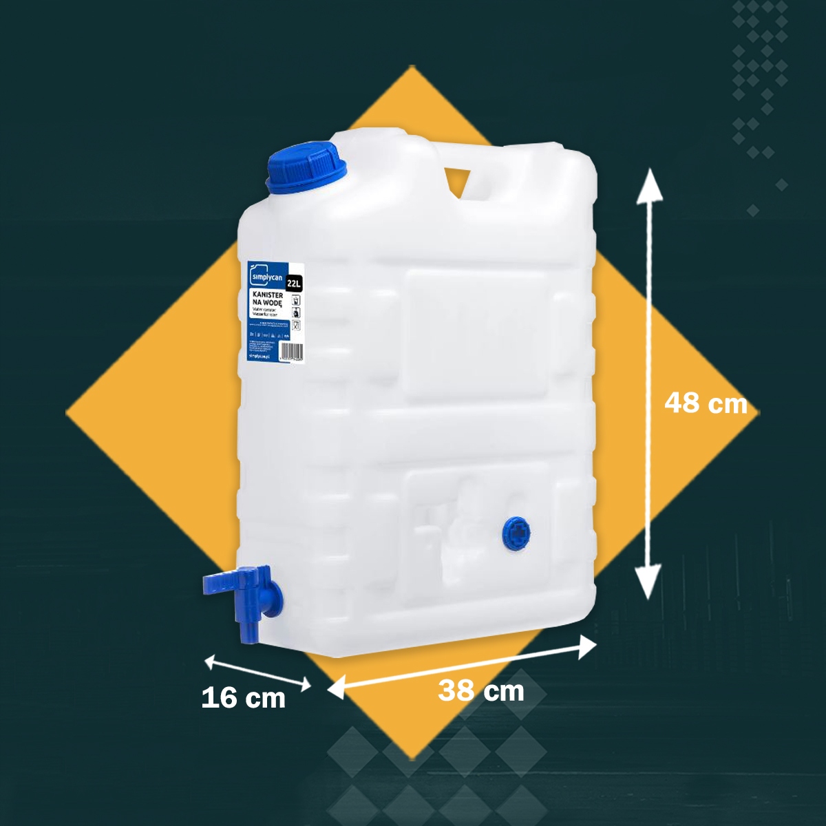 SimplyCan Pojemnik na wodę pitną 20L z kranikiem UCHWYT montażowy ATEST Marka SimplyCan