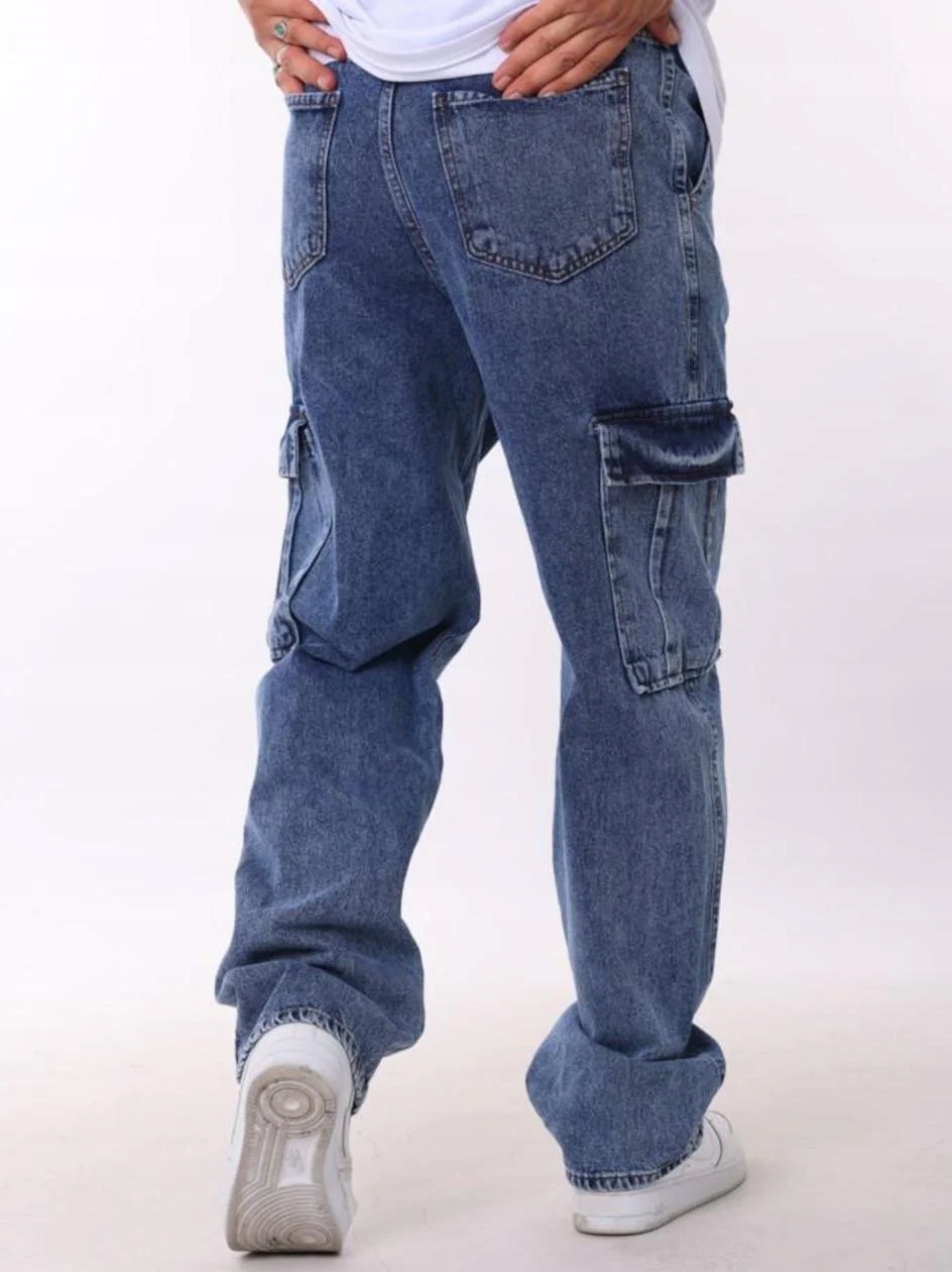 Pánské Džíny Volného Střihu Baggy Kapsáče Cargo Styl Modré i8 Vintage 31