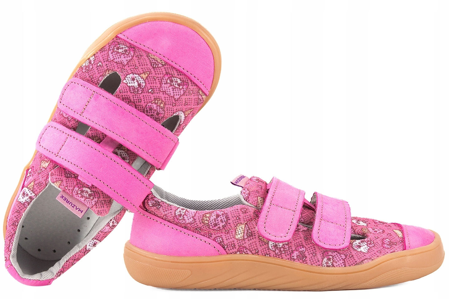 Mazurek Slipper Sweet Fuchsia Barefoot Skórzano-tekstylne Półbuty Kapcie 24