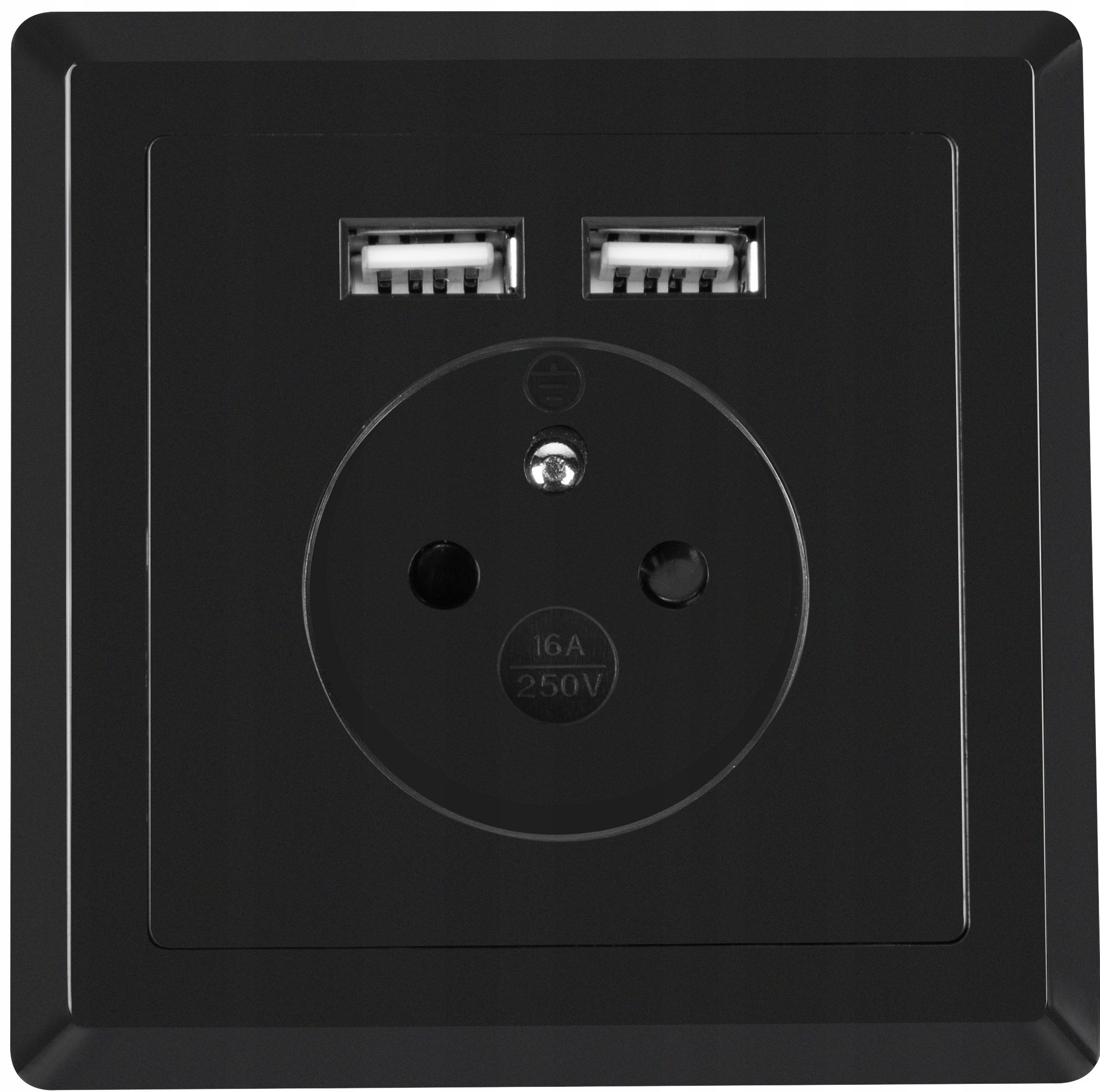 

Gniazdko Elektr Podtynkowe 230V 2x Usb 2.1A Czarne