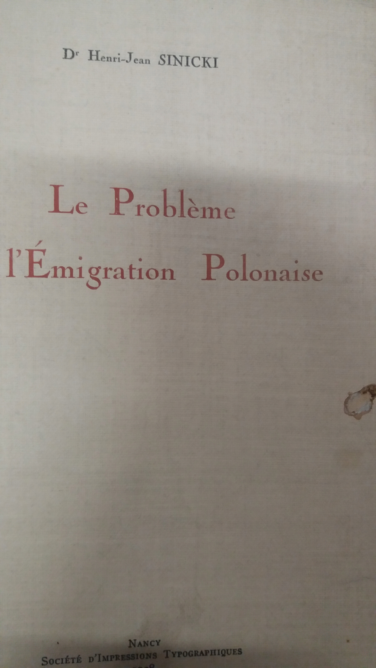 Sinicki PROBLEMY EMIGRACJI POLSKIEJ 1938