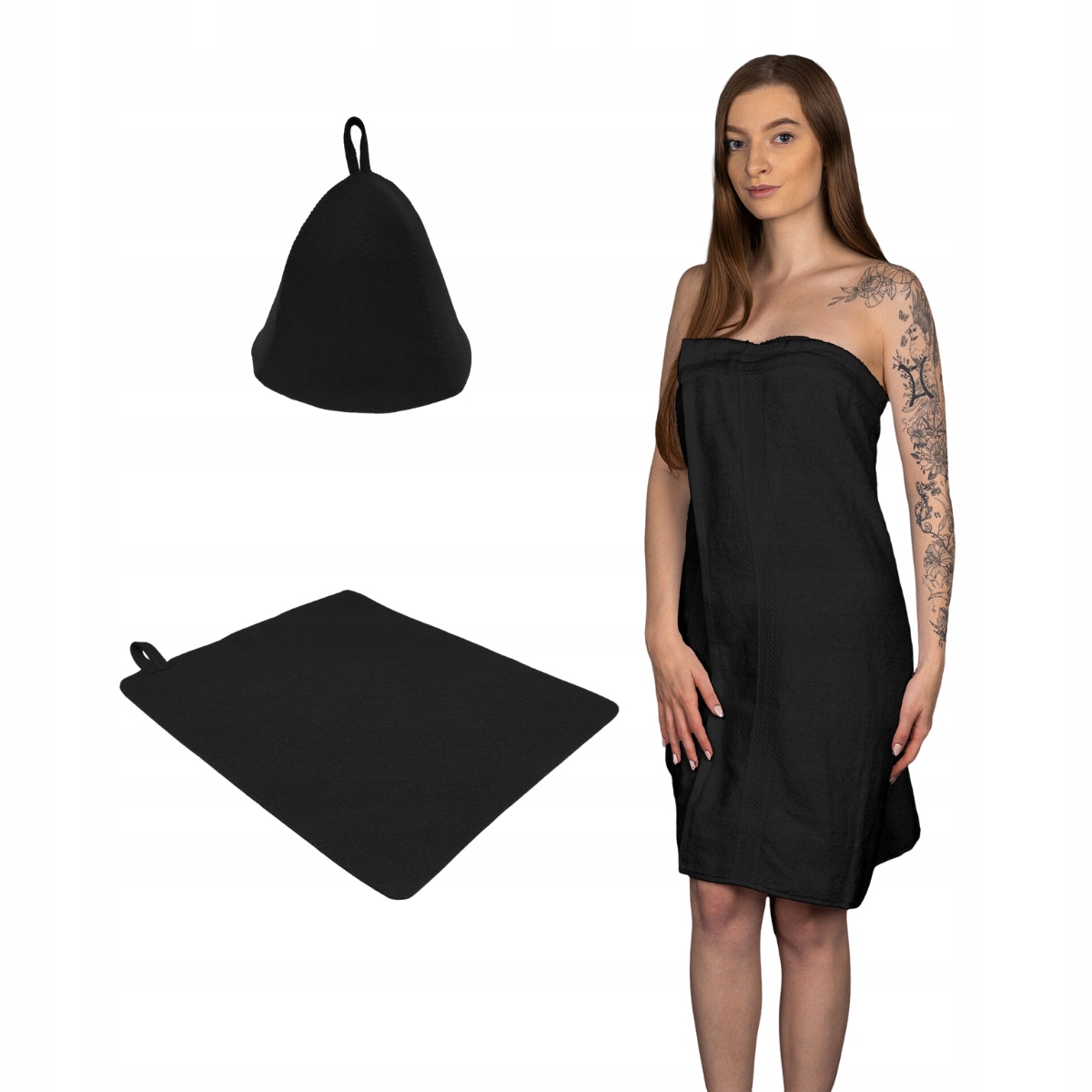Set Saunový Set Kilt Copertina Dámská Čepice Podložka Předložka Černá