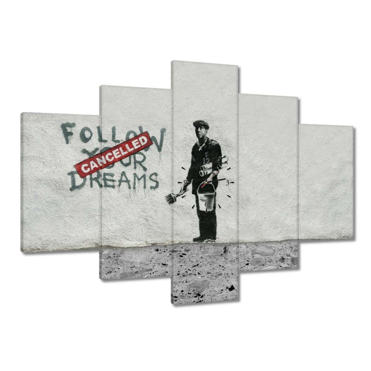 Hodiny 150x105 Banksy Follow Your Dreams