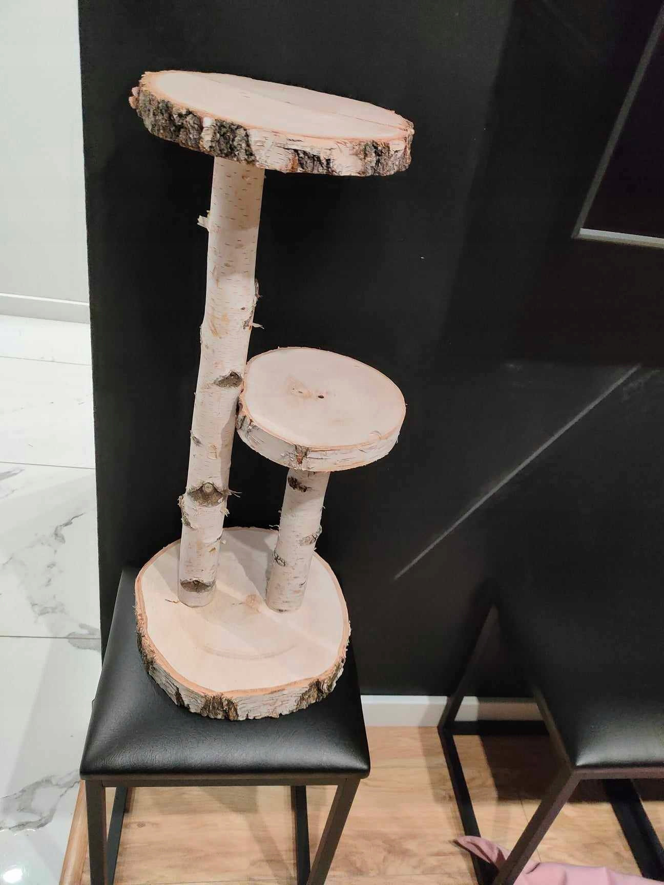 Drapak dla kota, patera, kwietnik, stojak brzoza, z brzozy , drewno 70cm