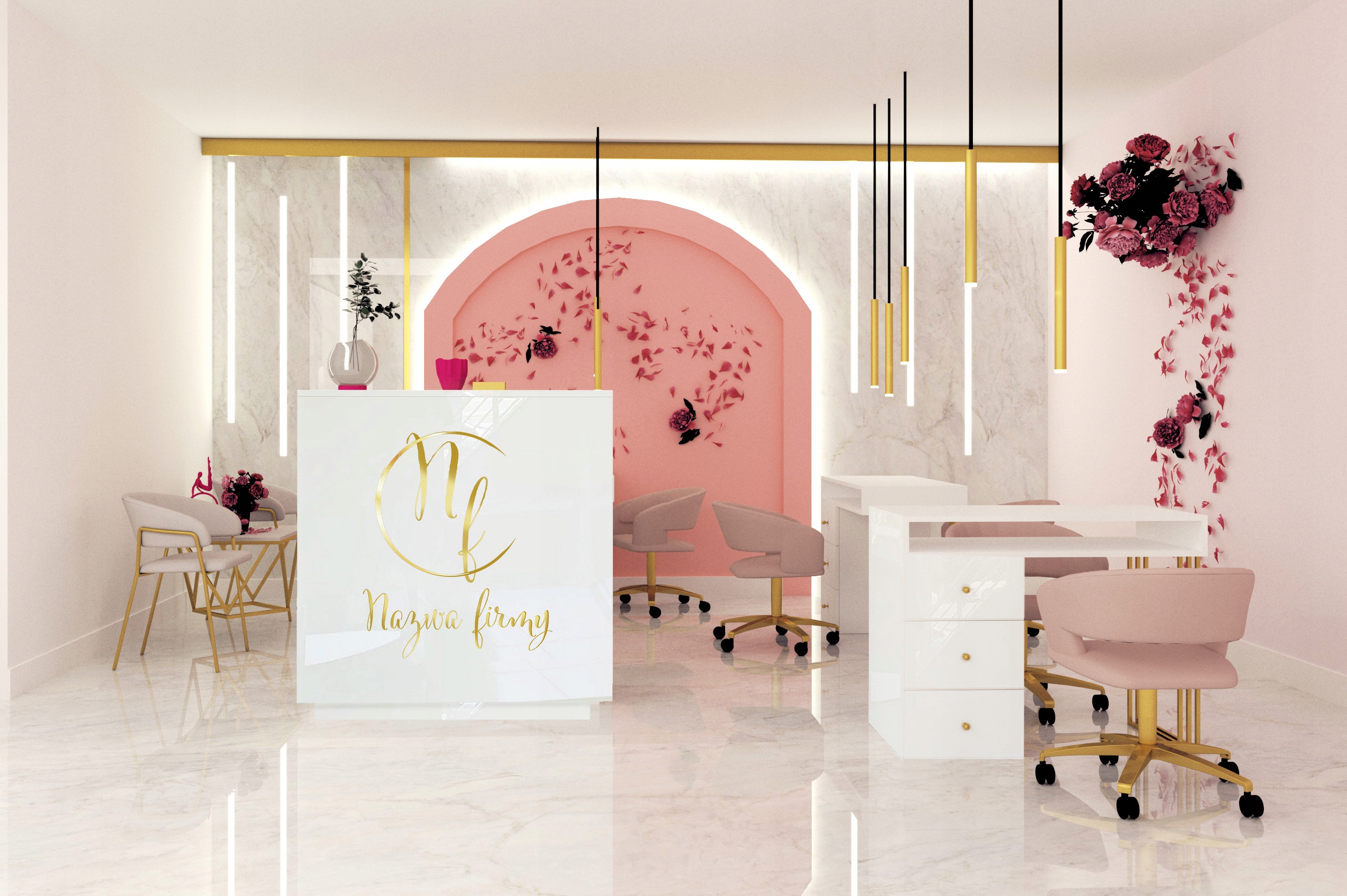 RECEPCJA LADA DO SALONU URODY W STYLU GLAMOUR KLARA 2 BIAŁY POŁYSK Głębokość mebla 50 cm