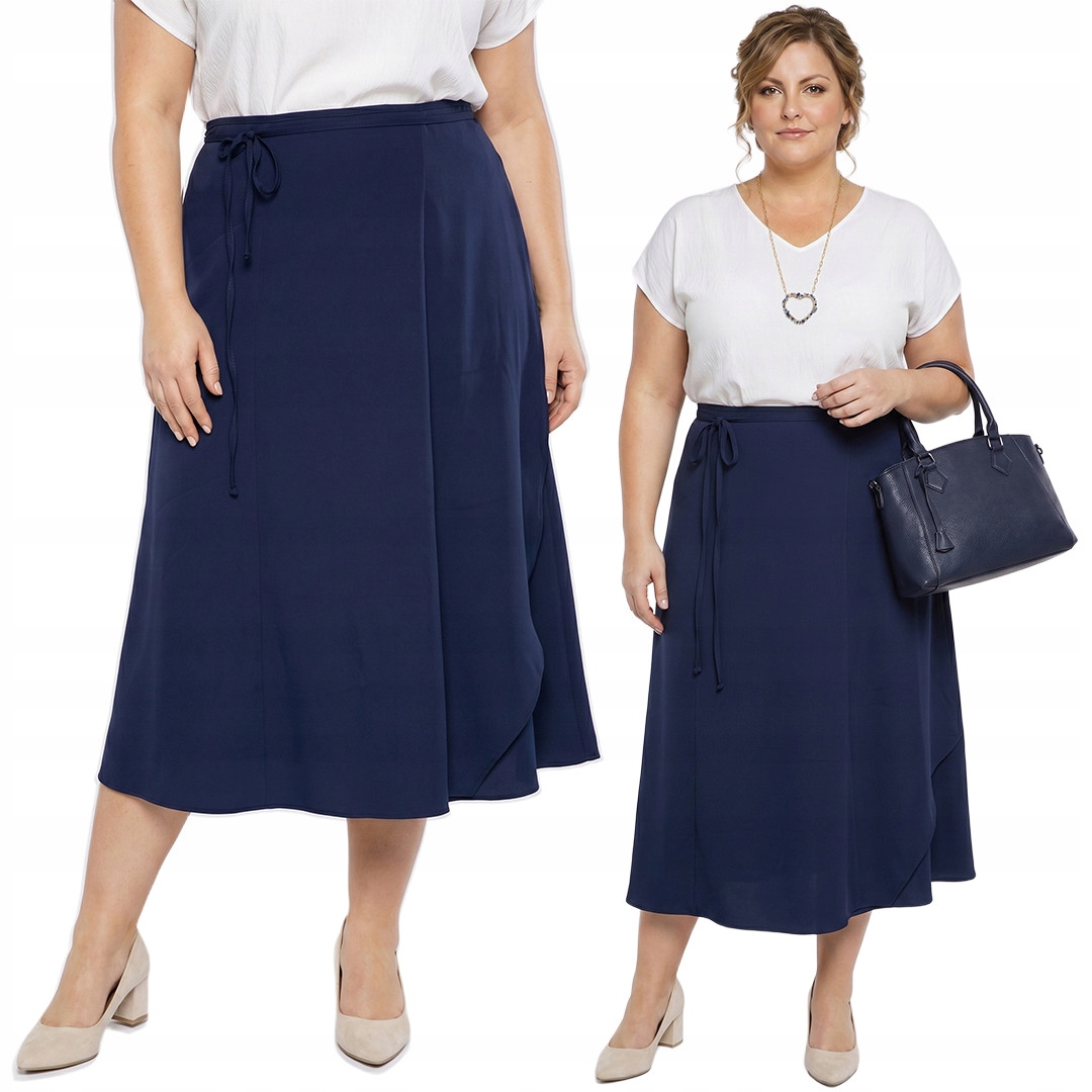 Tmavě modrá sukně s plus size zavazováním velikost 50/52