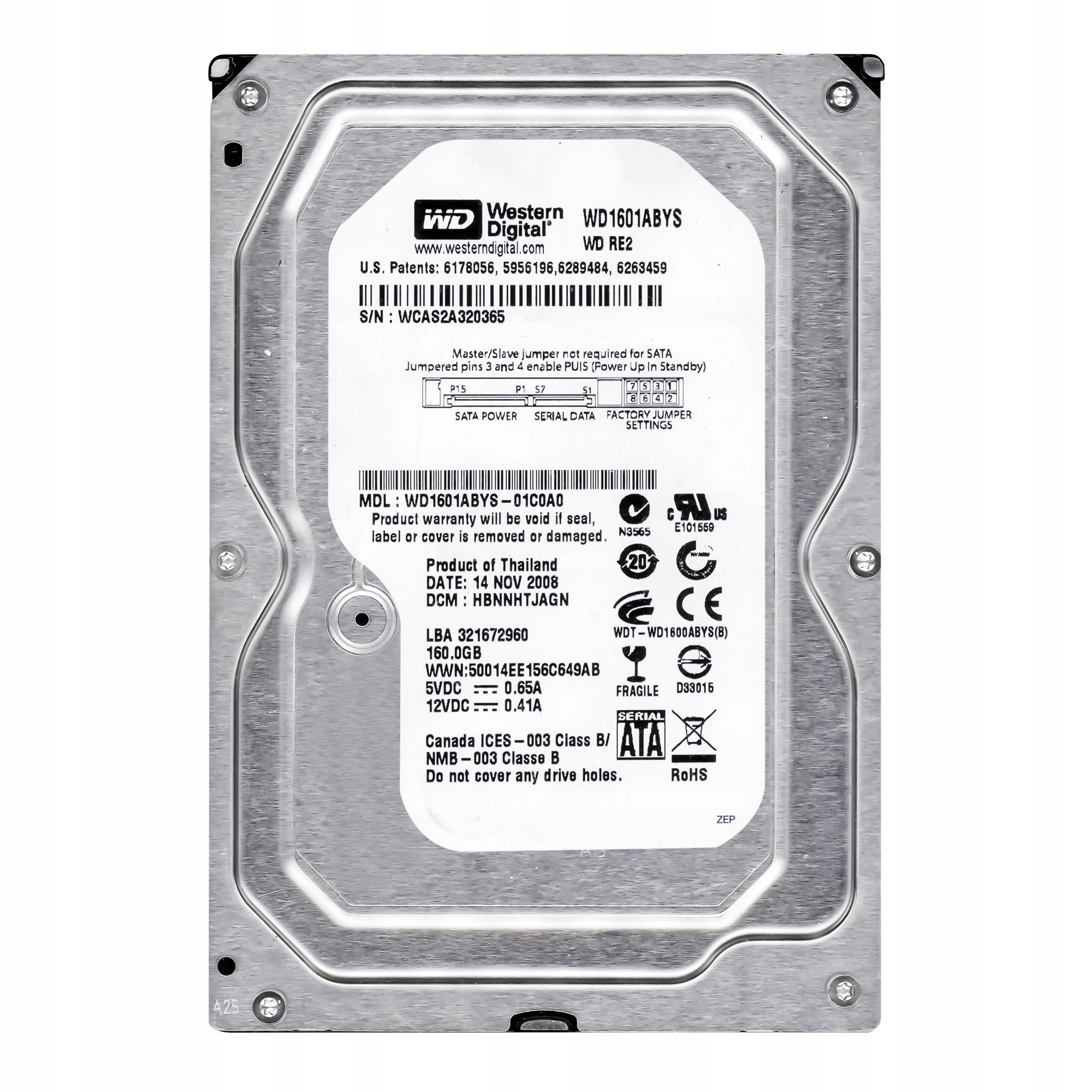 Wd RE2 160GB 7.2K 16MB Sata II 3.5'' WD1601ABYS