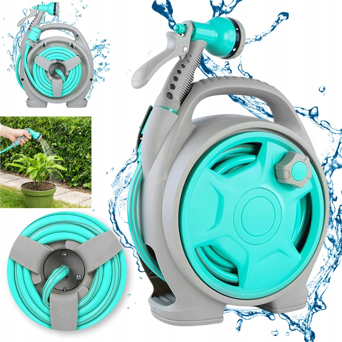 Hadice 15 m s pistolí, 6 režimů Na Zavlažování a mytí, modrá