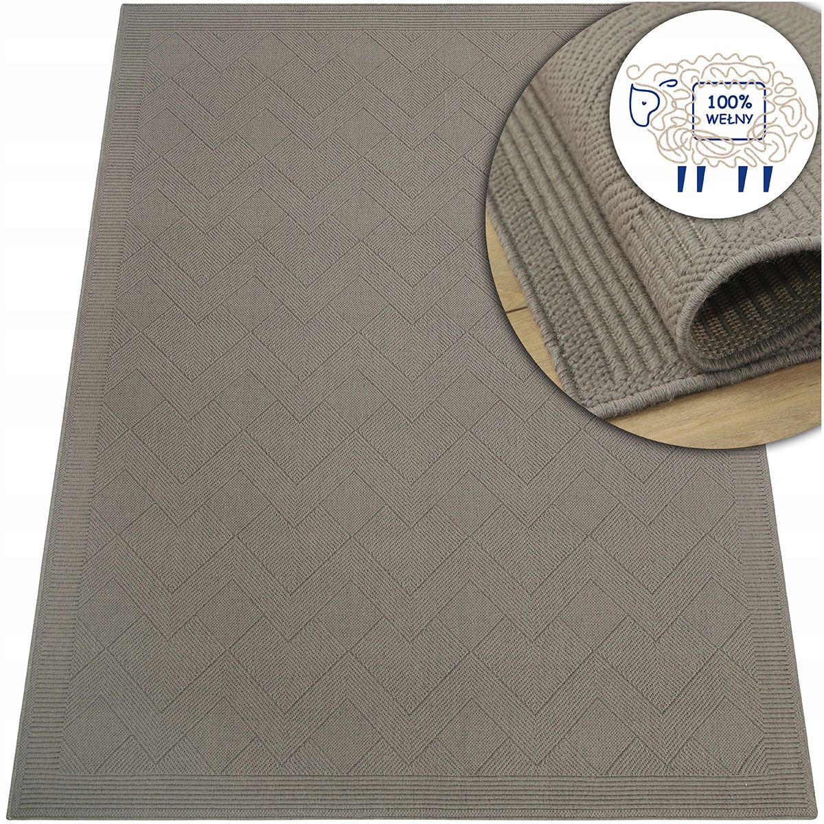 Koberec Vlněný Dune Boho Šedý Khaki Do Obývacího Pokoje Přírodní Elegance 80x150