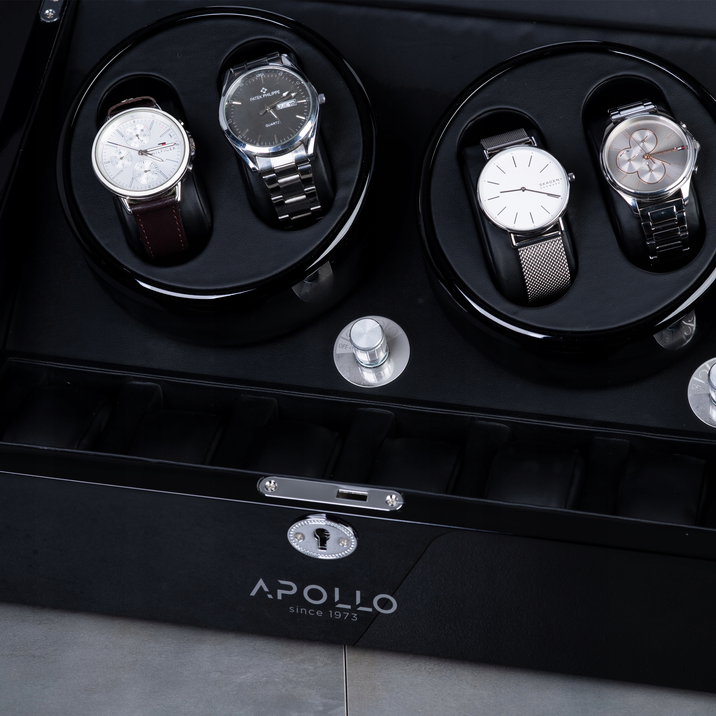 Rotomat Czarny Apollo Na 4+6 Zegarków Premium Since 1978 Stan opakowania oryginalne