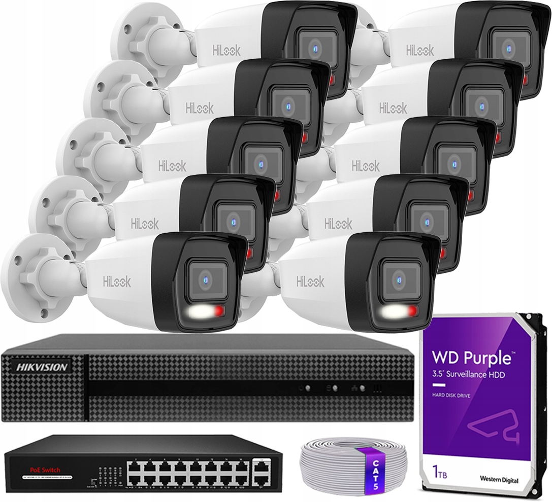 Ip monitorování 10 kamer Hilook od společnosti Hikvision 4Mpx záznamník HWN-4216MH