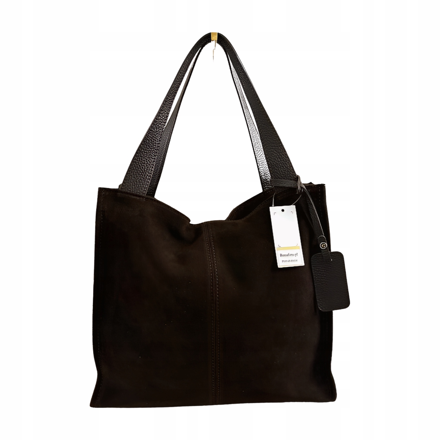 Laura Biaggi semišová čokoládová shopper taška s prošíváním