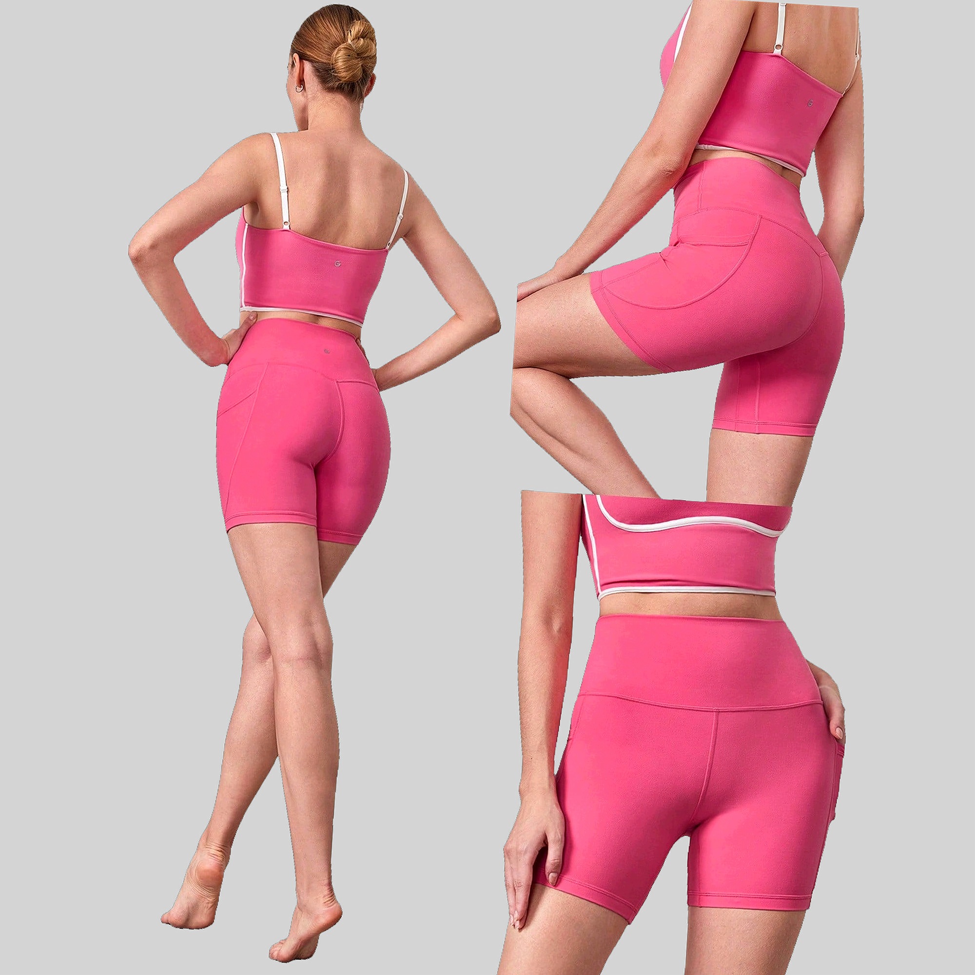 Legginsy Sportowe Treningowe Kolarki Z Kieszenią Tactel Różowe Glowmode S
