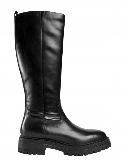 Geox Černé Kozačky Se Zipem A Kůží, Dámské 37 3DD