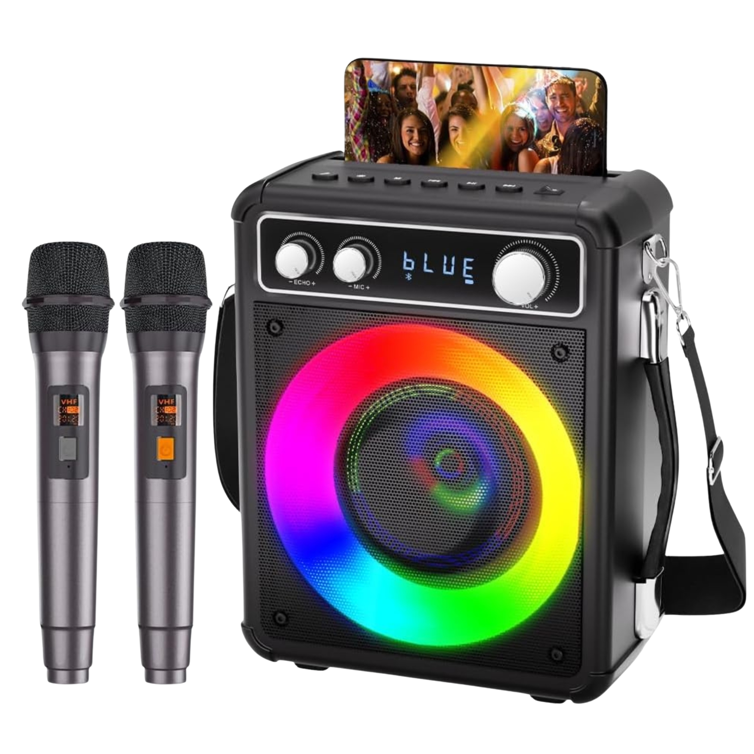 Reproduktor Karaoke stroj Přenosný Bluetooth Usb Tf Aux 2 Bezp Mikrofony