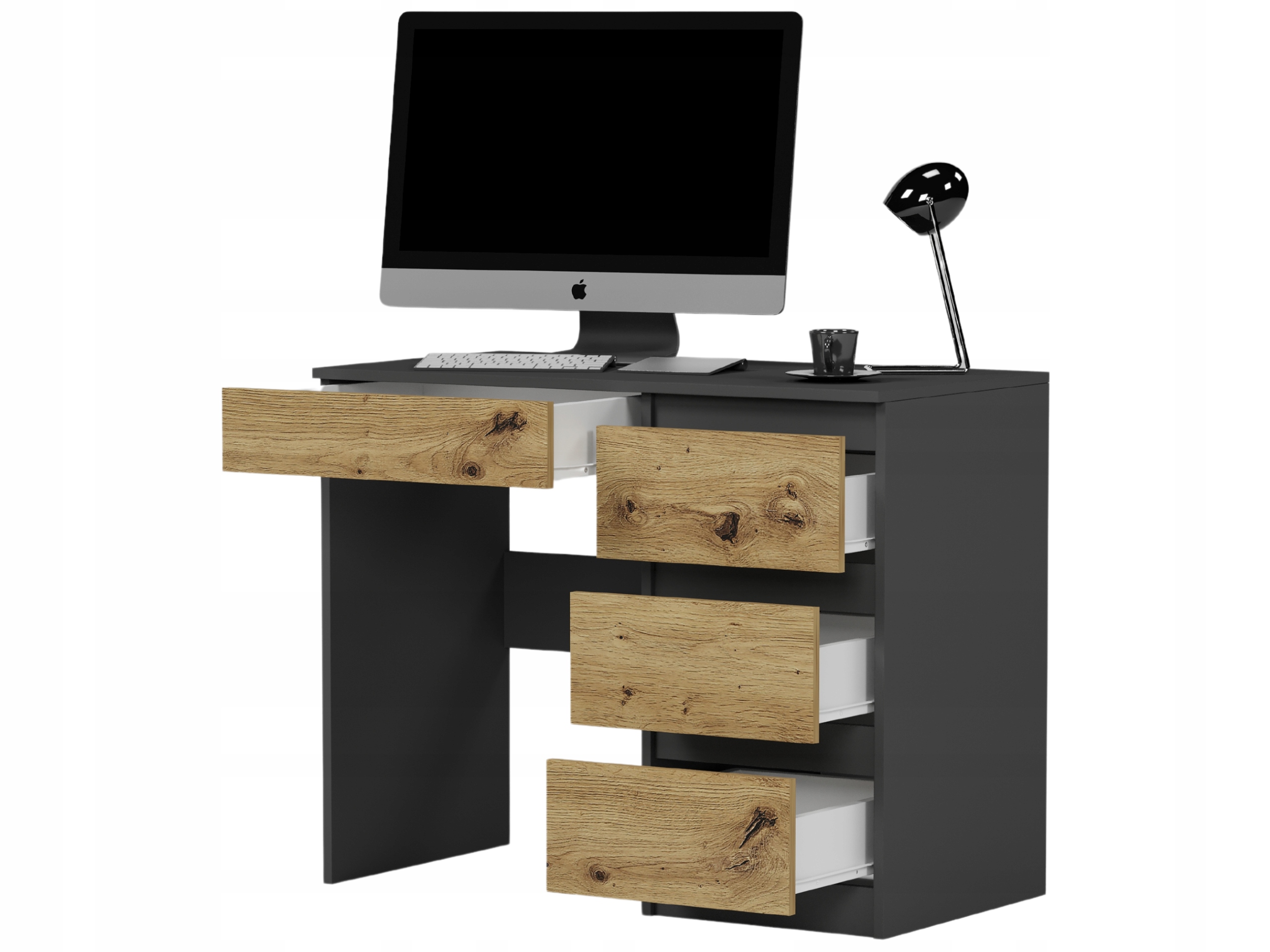 Meble Biurko komputerowe stolik 90cm antracyt mix artisan N34