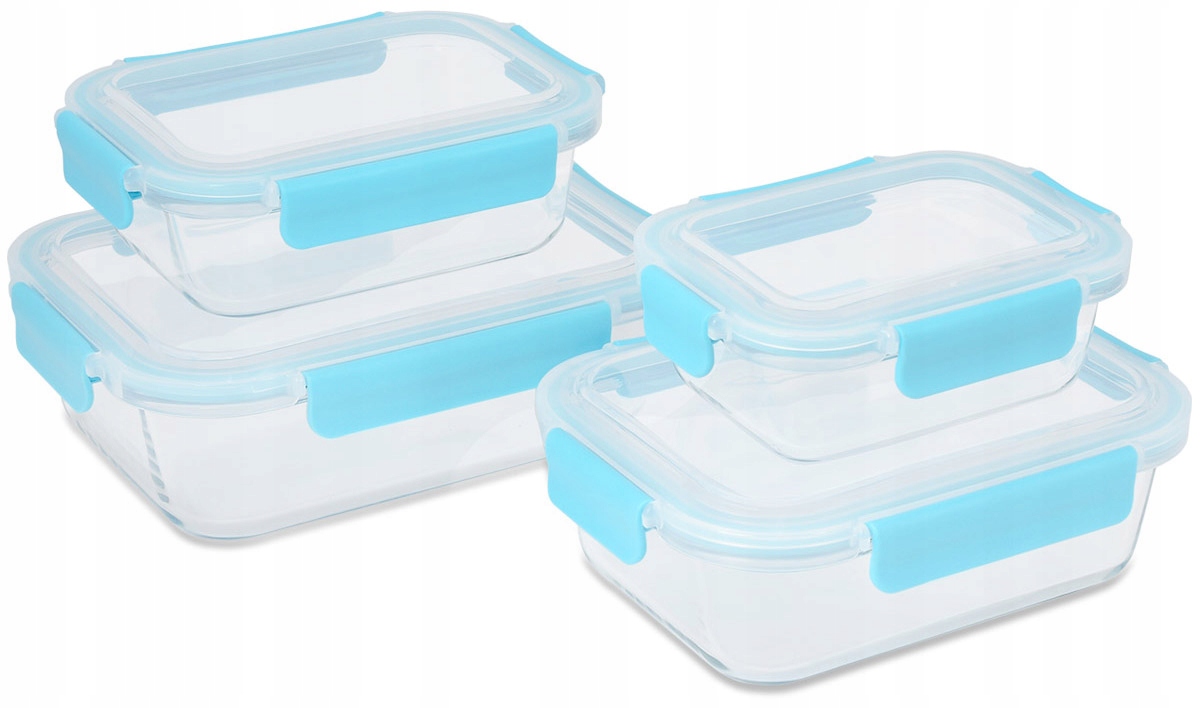 

Pojemniki Lunchboxy Szklane Na Żywność Zestaw 4szt