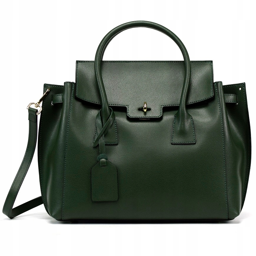 TOREBKA SKÓRA NATURALNA BORSE IN PELLE ZIELONA DUŻA PREMIUM 014D Wielkość duża (mieszcząca A4)