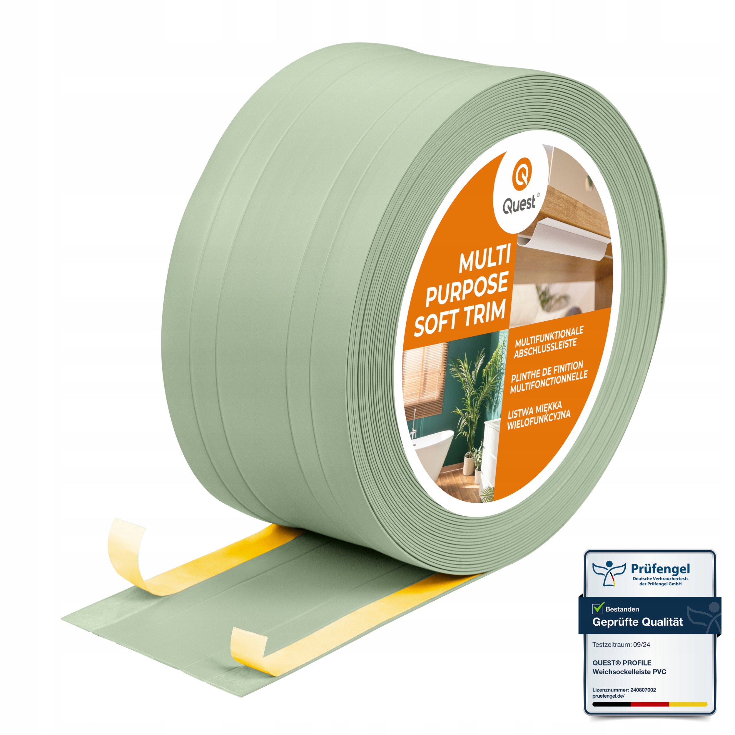 Pvc dokončovacia lišta 2v1 samolepiaca, svetlozelená 110 mm, 15 m, W4