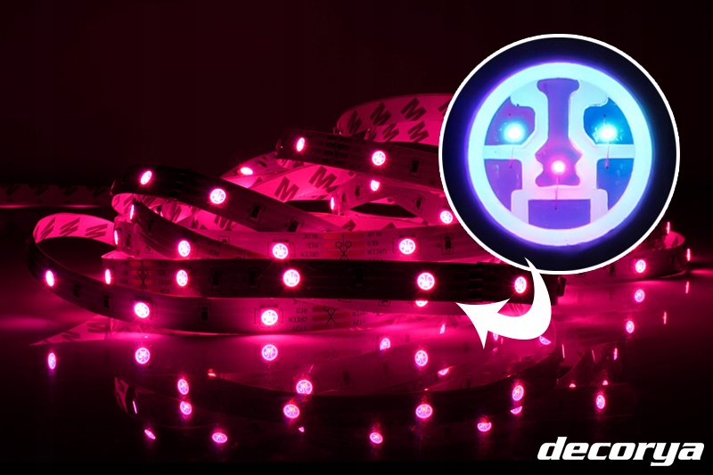 Kolorowe LED R+G+B taśma samoprzylepna led 25M Marka Decorya