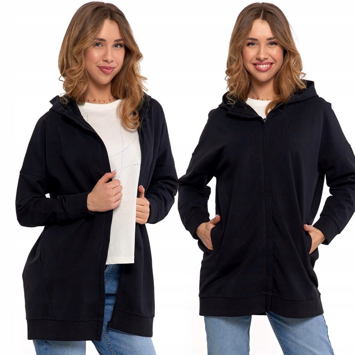 Bluza Damska Moraj Dresowa Rozpinana Długa Z Kapturem Luźny Krój XL/XXL