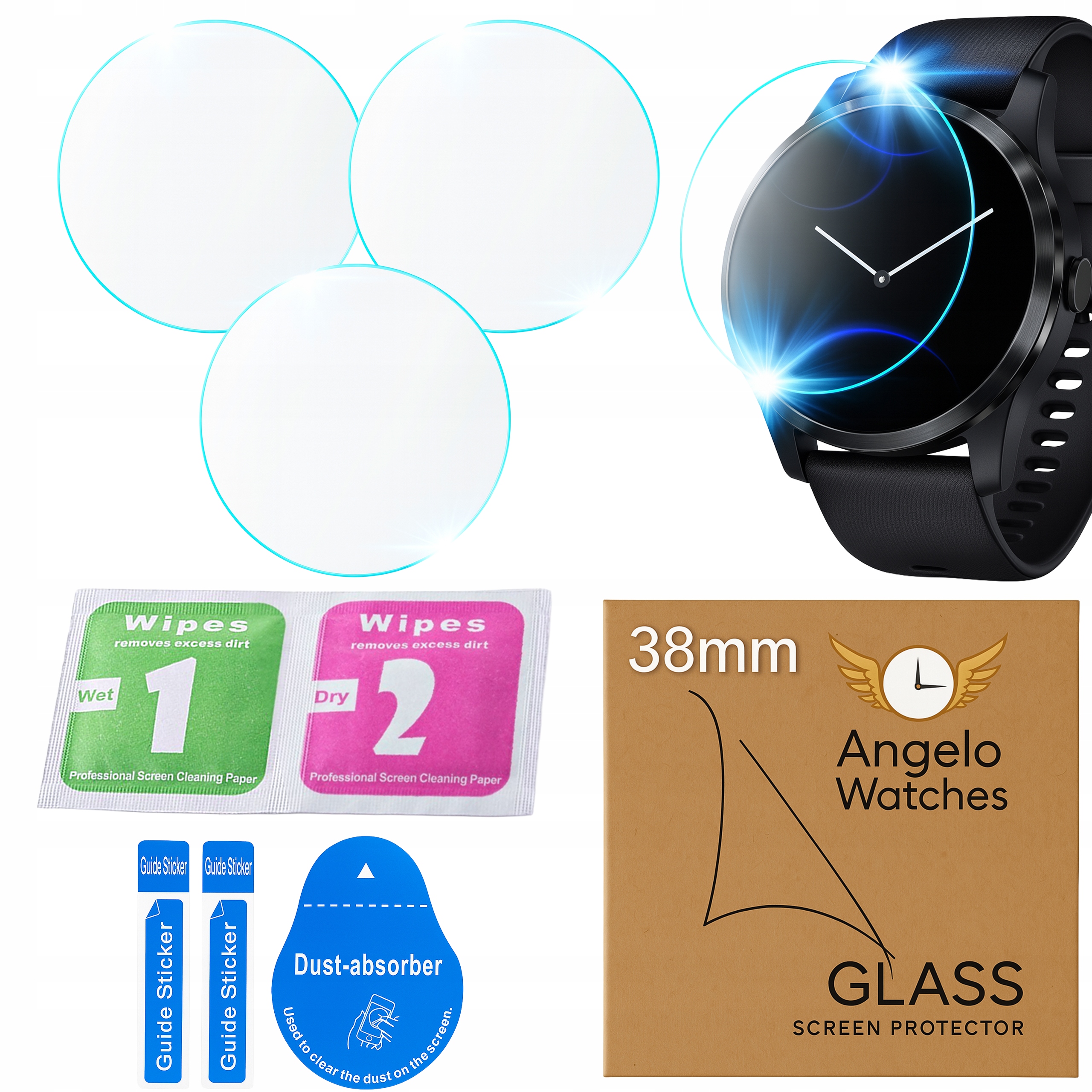 3x Szkło Hartowane Na Ekran Smartwatch Zegarek 38mm