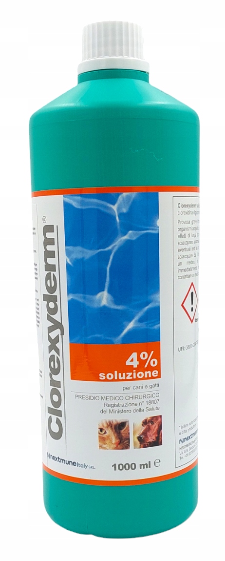 Clorexyderm 4% 1l środek dezynfekujący, bakteriobójczy dla zwierząt