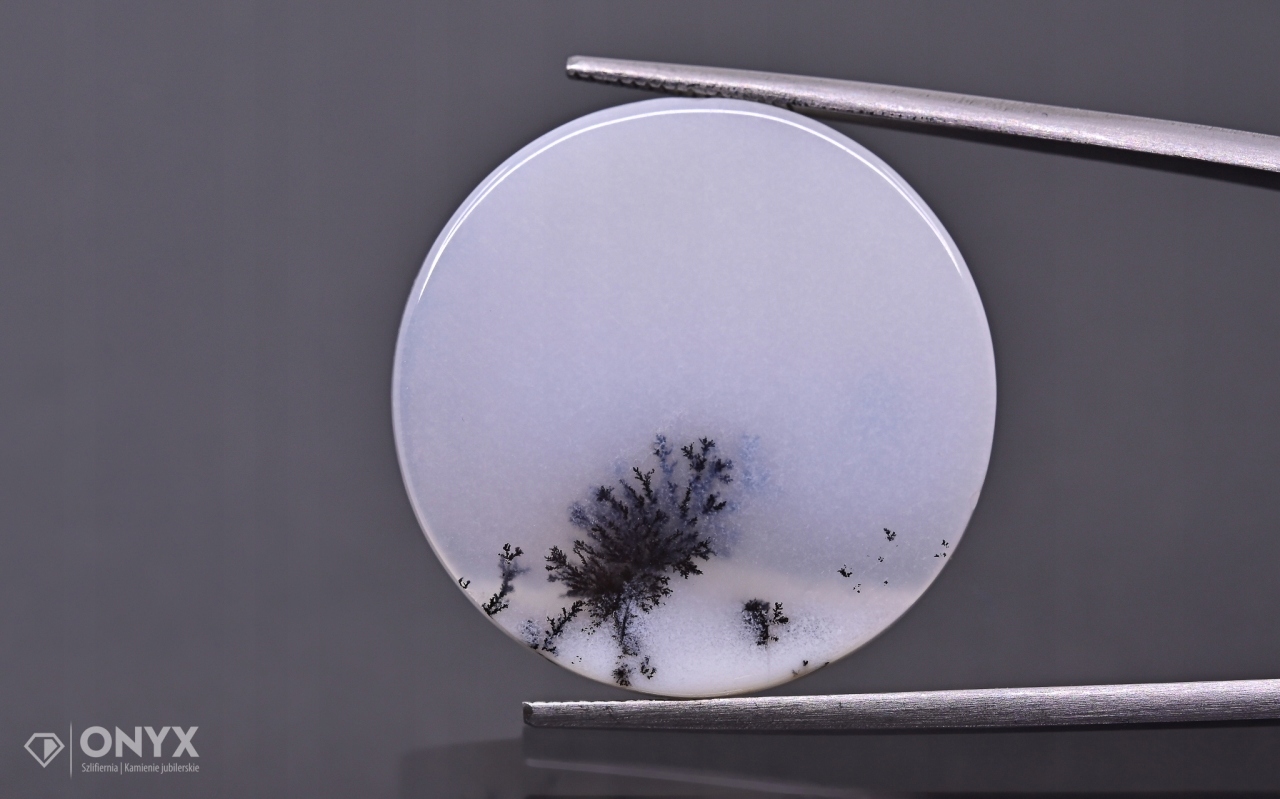 Dendritový achát z Turecka mělký kulatý fi 25 mm