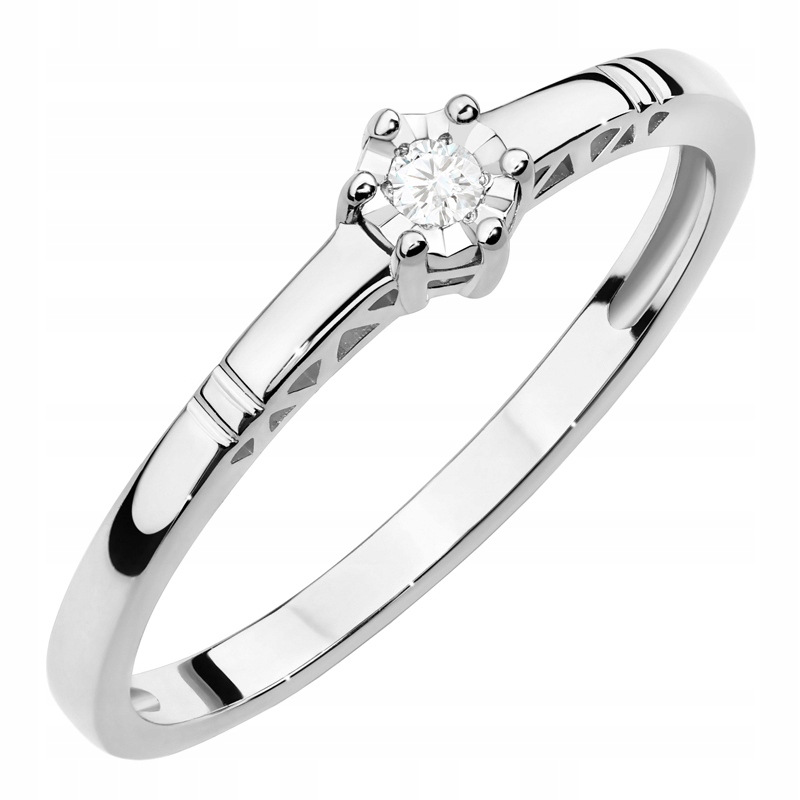 Zlatý Prstýnek pr. 585 Jednoduchý Brilant 0,03ct 14k