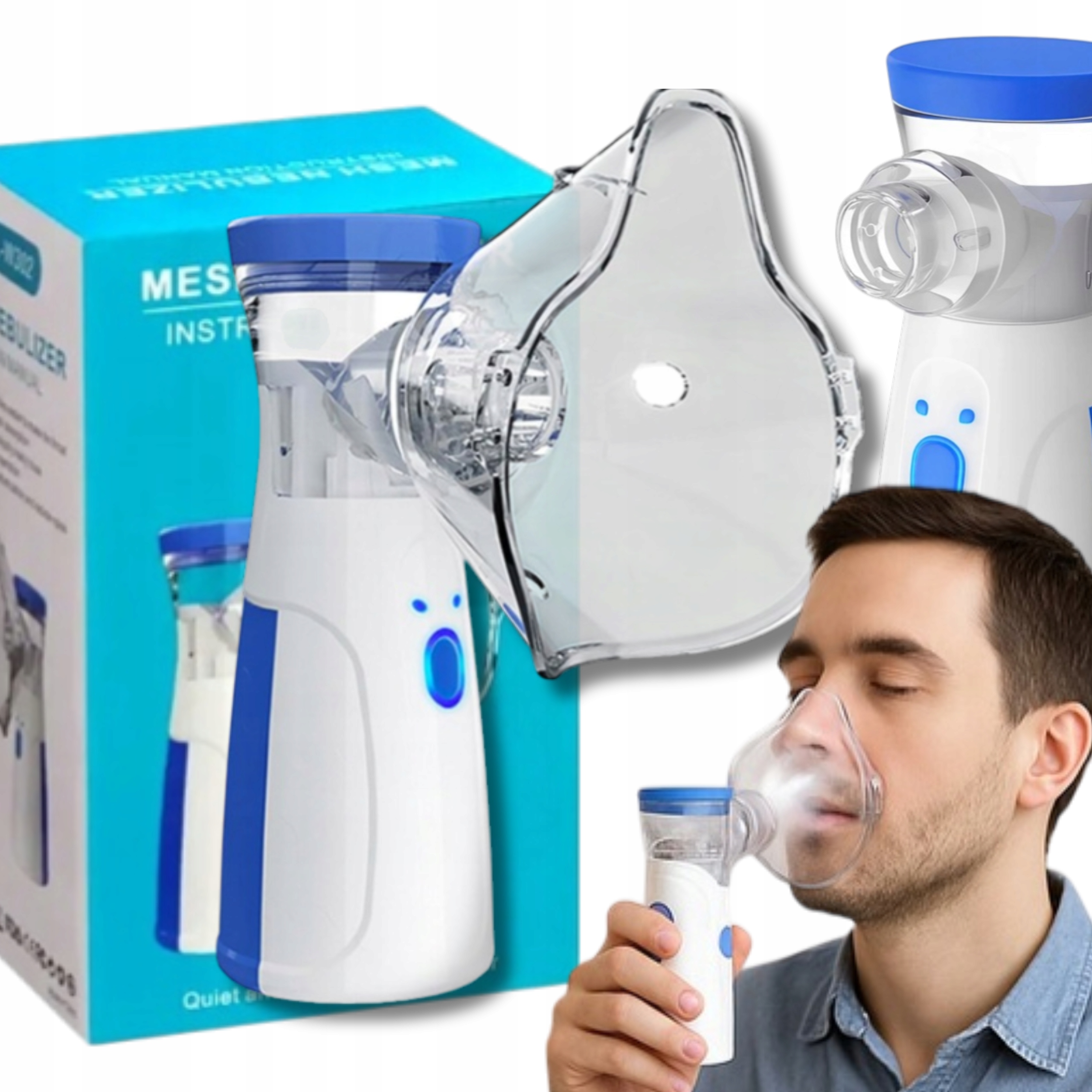 INHALATOR NEBULIZATOR DLA DZIECI DOROSŁYCH SIATECZKOWY PRZENOŚNY NA USB