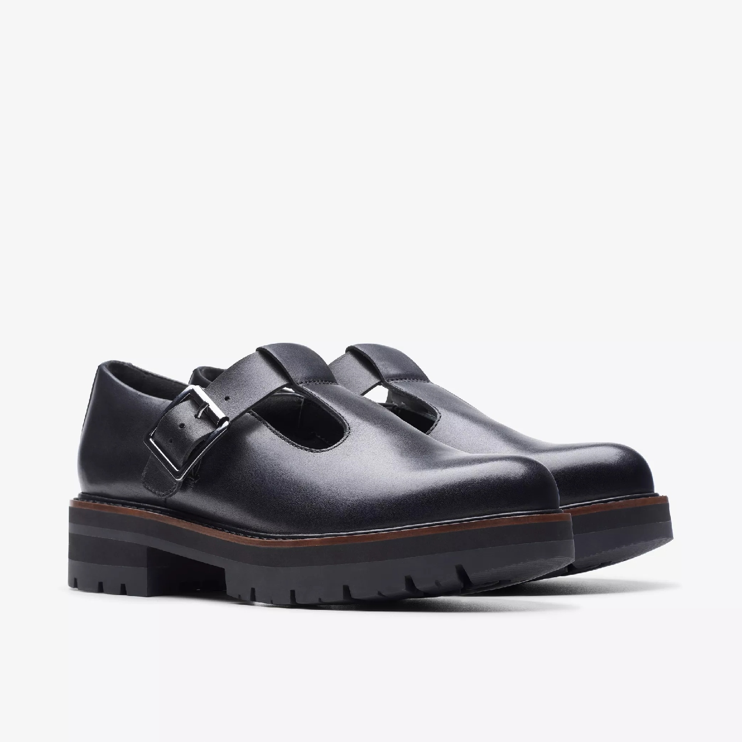 Loafersy skórzane klamrą Clarks Orianna Bar czarne 39