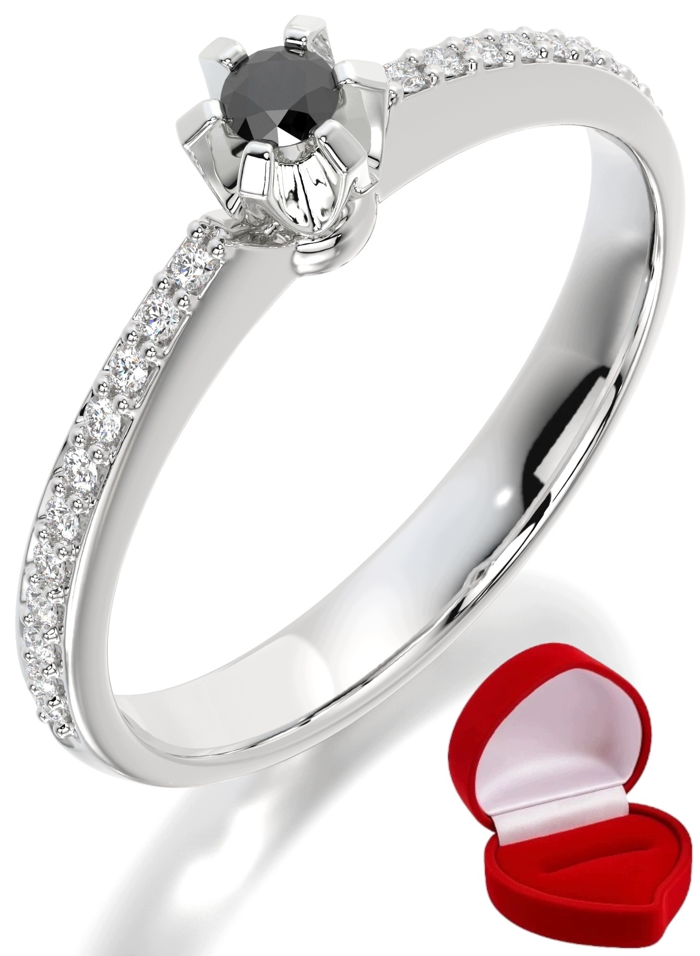 Zlatý Prstýnek 585 14k Brylant Lab 0,06 ct Bílé Zlato R6