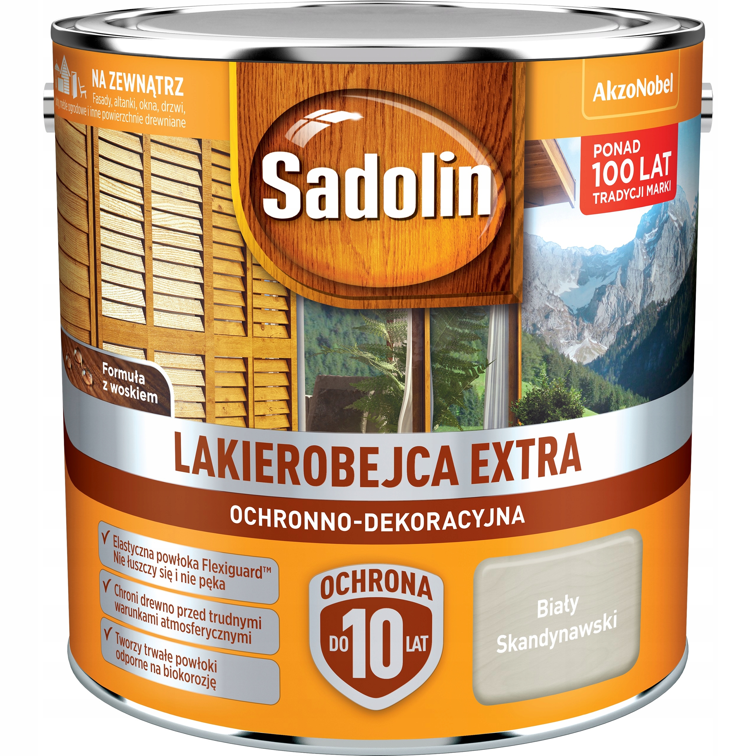 Sadolin Extra Lakierobejca Do Drewna Okien Elewacji Biały Skandynawski 2,5L